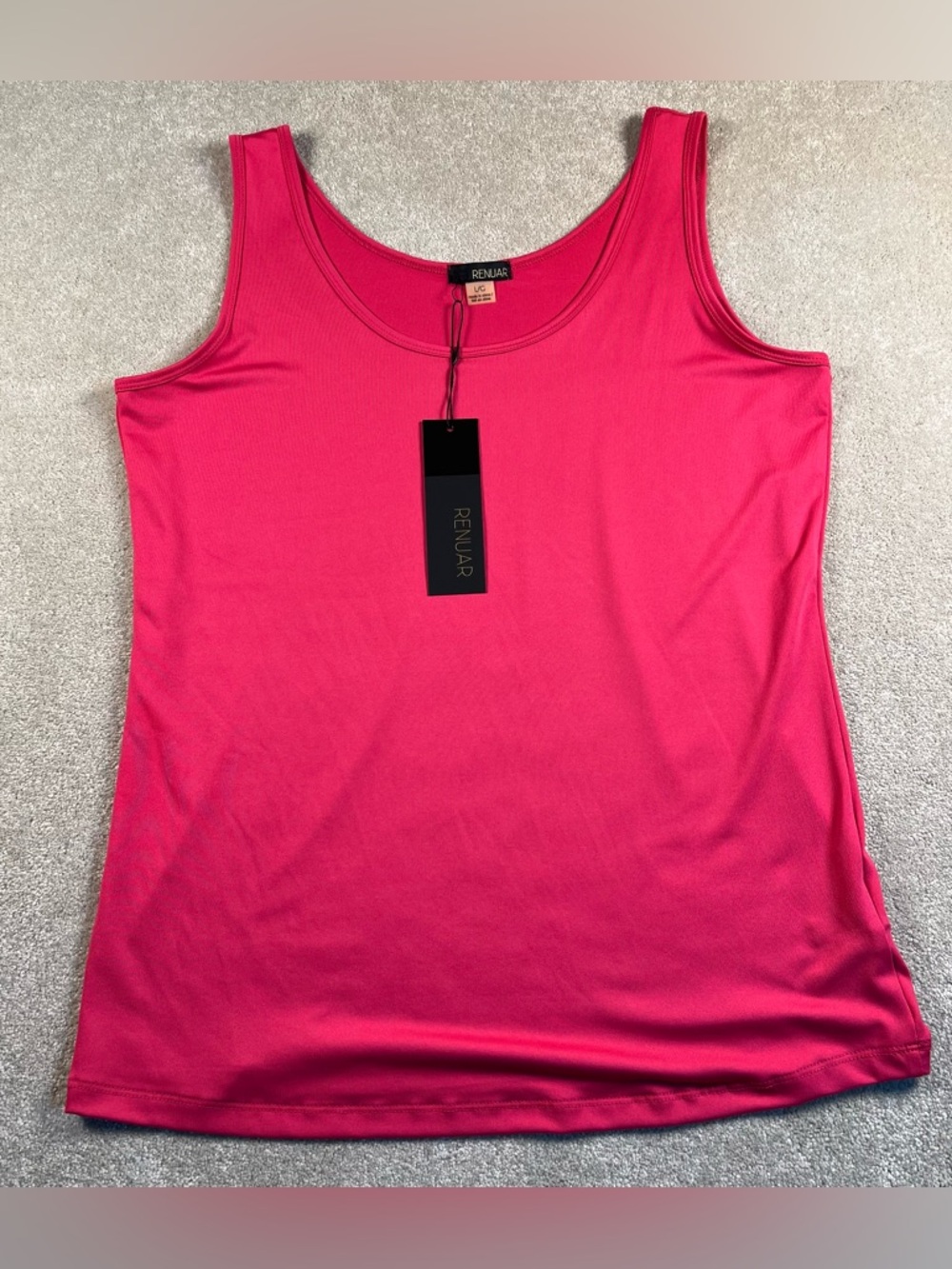 RENUAR Basic Tank Sleeveless Solid Pink Casual Comfort Stretchy NWT Women's Lg